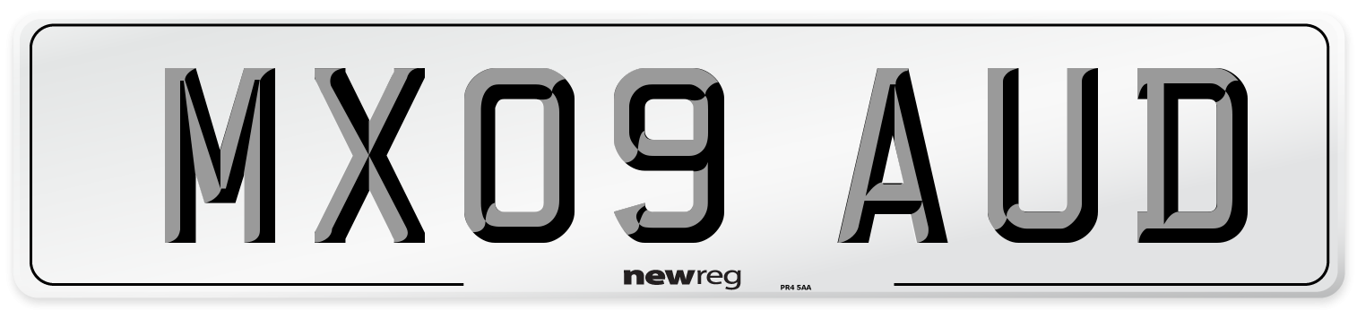 MX09 AUD Number Plate from New Reg